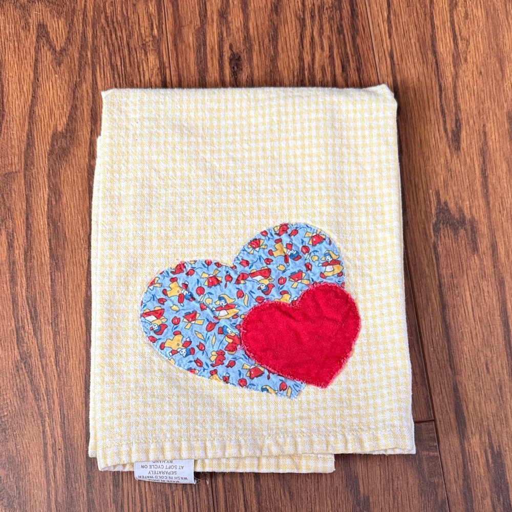 Vintage Dunroven House Yellow and Red Heart Kitchen Towel